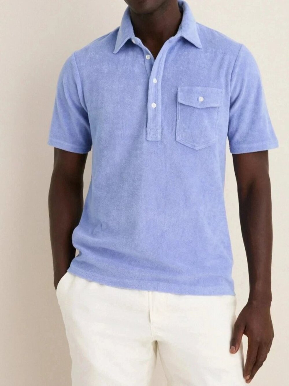 Criquet Terrycloth Players Men's Polo T-Shirt Collar Short Sleeve Solid M 290793